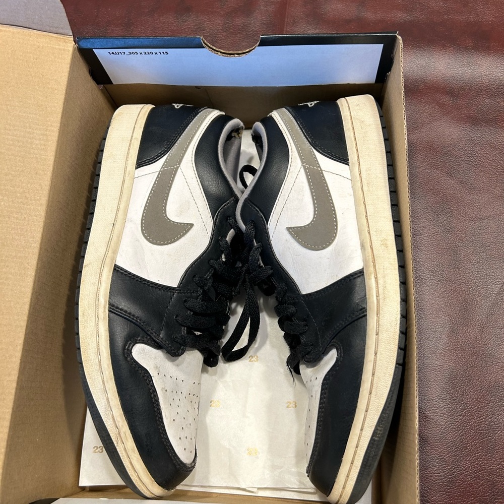 Air Jordan low black grey and white size 9.5! Used!